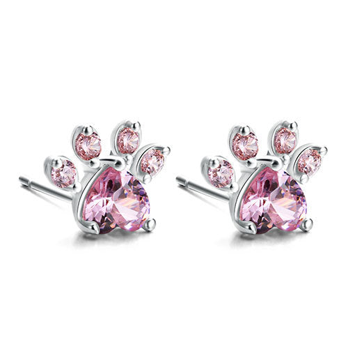 Set di Gioielli con Zampe per Donne – 4 Pezzi | Oro Rosa con Cuore di Zirconia – Anello, Collana, Orecchini e Braccialetto