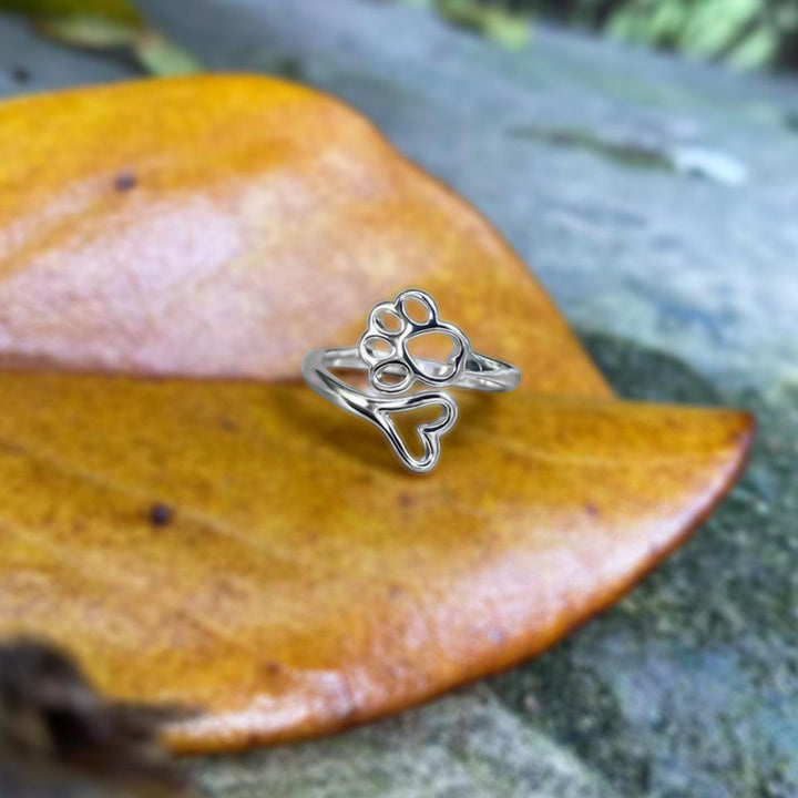 Anello a cuore con zampa regolabile in acciaio inossidabile