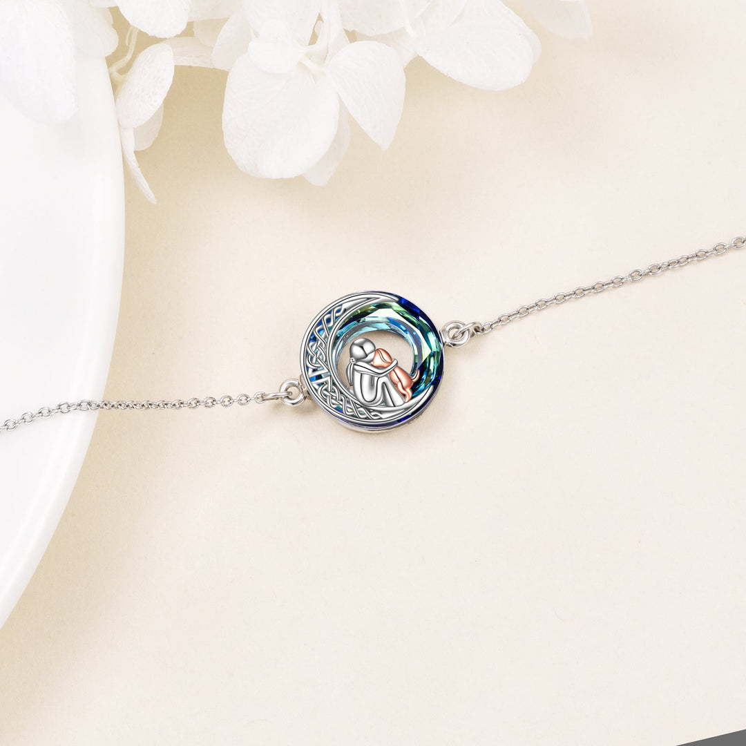 Bracciale della Fortuna Regolabile in Argento Sterling 925 con Motivo di Cane