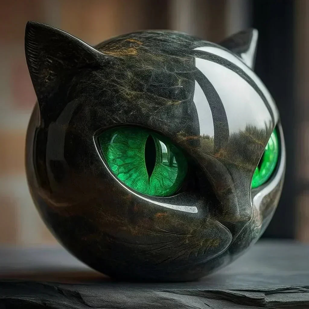 NyxCharm | Scultura Mistica Testa di Gatto Nero