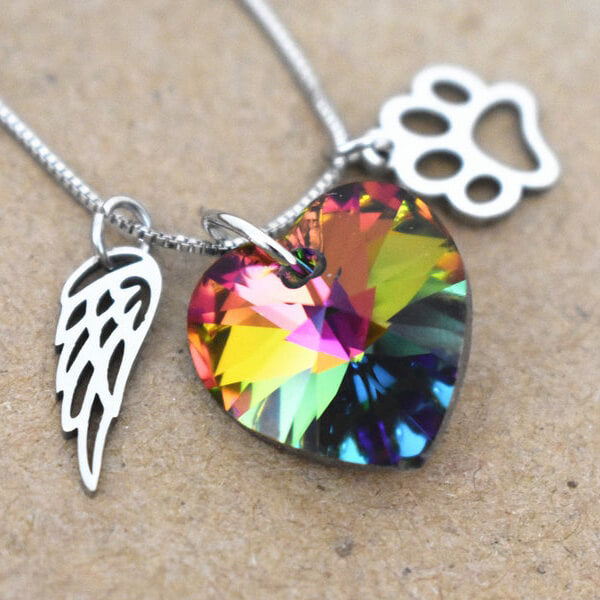 Collana Memoriale Con Cuore Arcobaleno