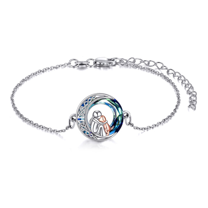 Bracciale della Fortuna Regolabile in Argento Sterling 925 con Motivo di Cane