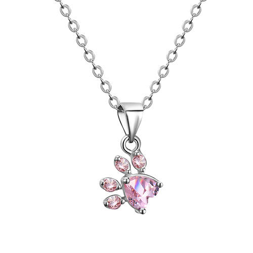 Set di Gioielli con Zampe per Donne – 4 Pezzi | Oro Rosa con Cuore di Zirconia – Anello, Collana, Orecchini e Braccialetto