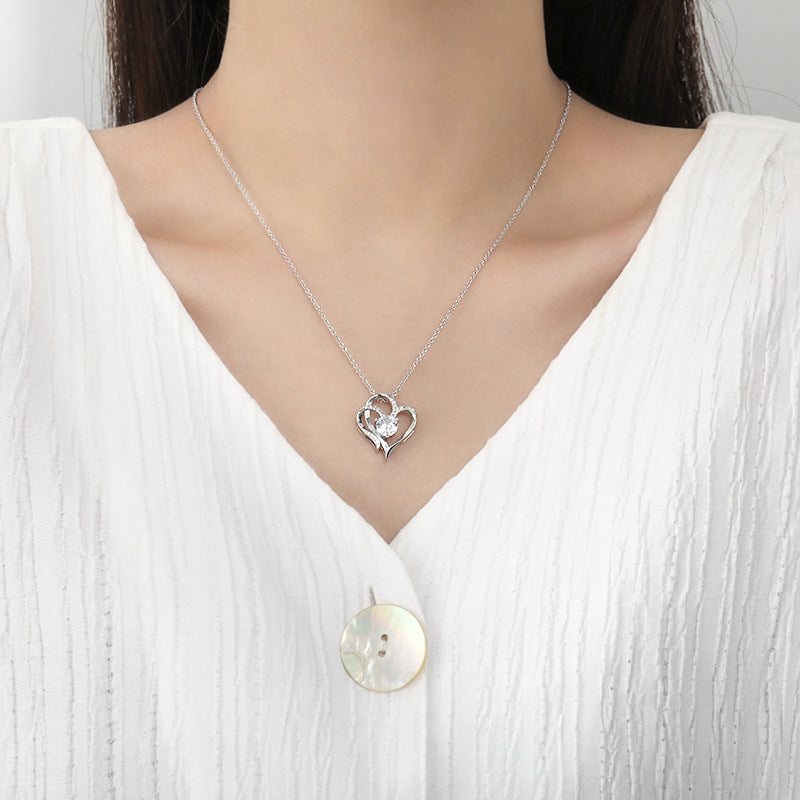 Collana donna con doppio cuore e zirconi – regolabile
