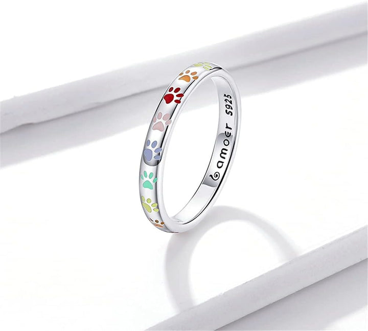 Anello con impronta di zampa realizzato in argento sterling S925