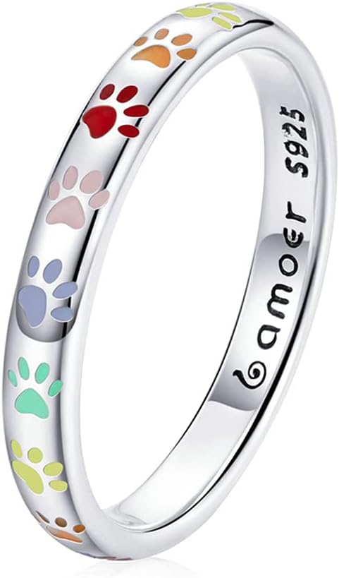 Anello con impronta di zampa realizzato in argento sterling S925