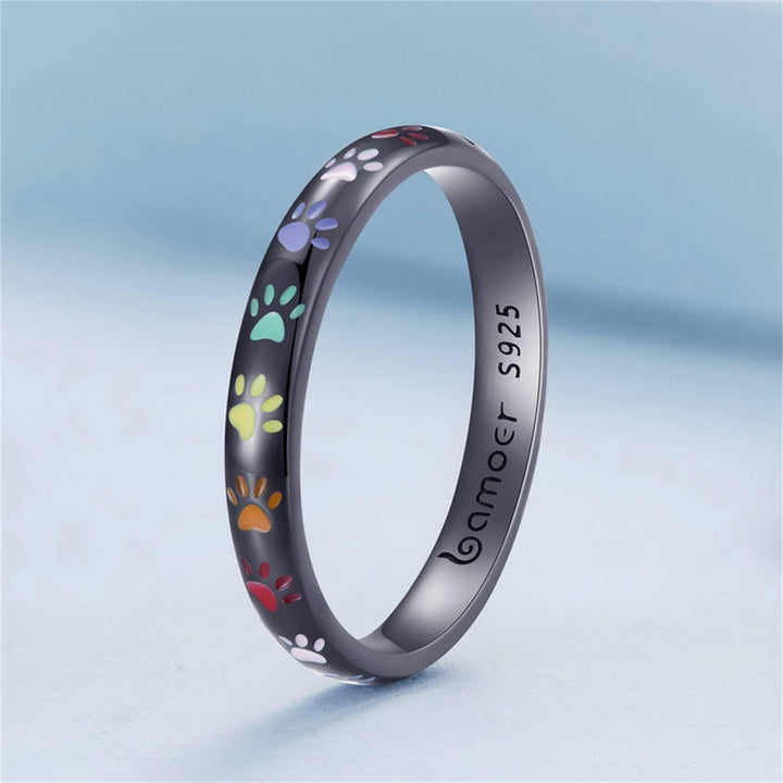 Anello con impronta di zampa realizzato in argento sterling S925