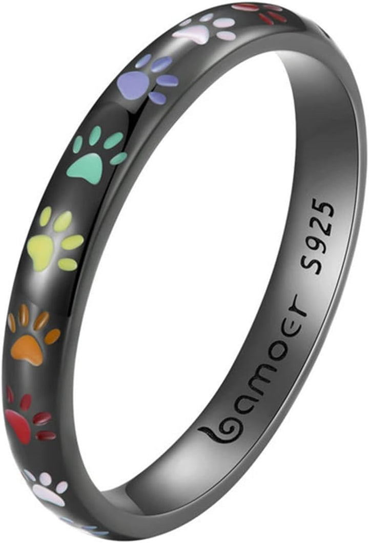 Anello con impronta di zampa realizzato in argento sterling S925