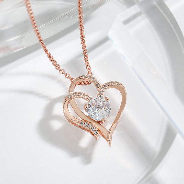 Collana donna con doppio cuore e zirconi – regolabile