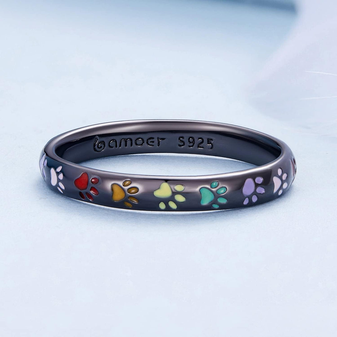 Anello con impronta di zampa realizzato in argento sterling S925