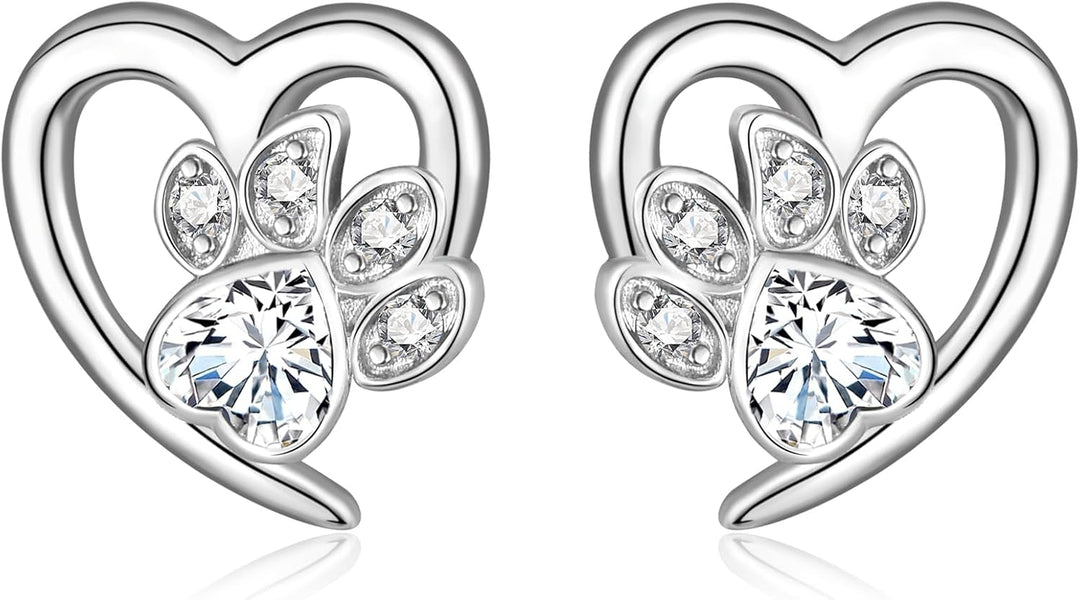 Orecchini con Zampe e Cuore – Gioielli per Amanti degli Animali