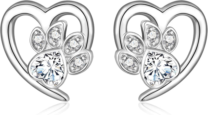 Orecchini con Zampe e Cuore – Gioielli per Amanti degli Animali