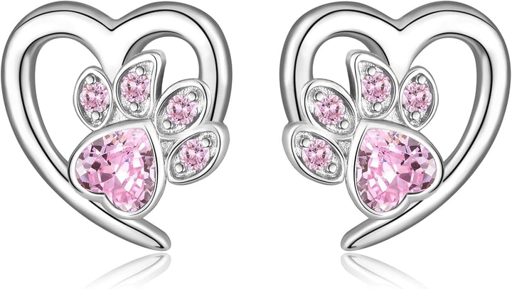 Orecchini con Zampe e Cuore – Gioielli per Amanti degli Animali