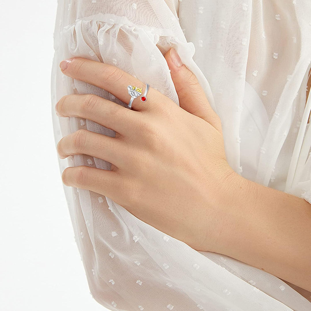 anello regolabile per cani con figura femminile in argento 925