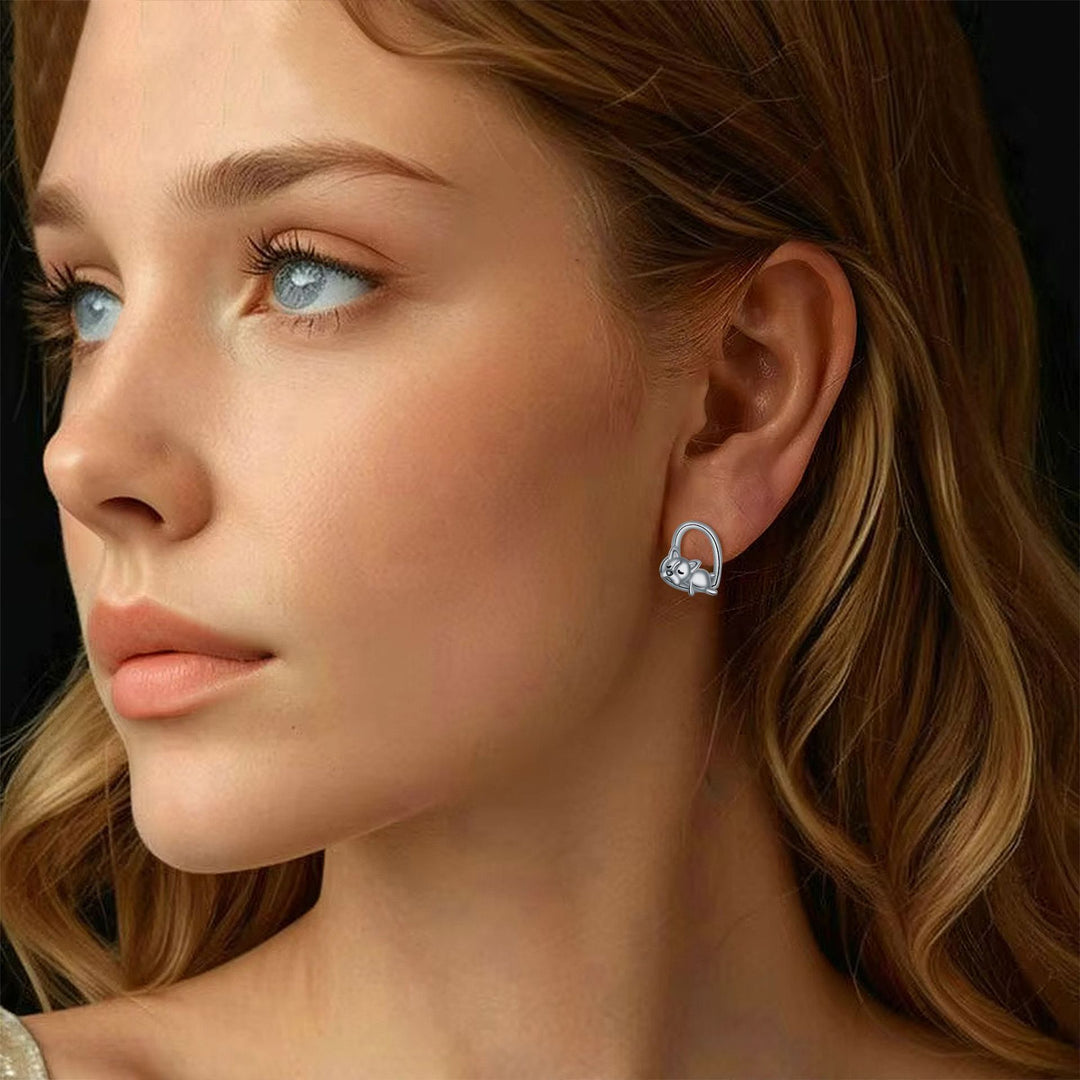 Orecchini a ciondolo di cucciolo addormentato in argento sterling 925