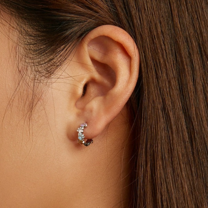 Orecchini a cerchio Colorful Paws in Argento Sterling 925