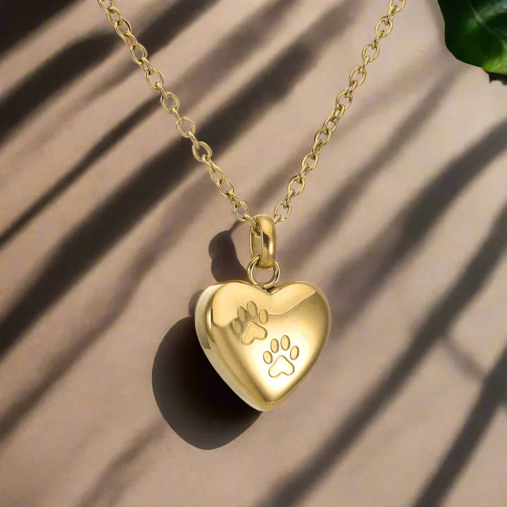 *Collana commemorativa con cuore a zampa – Ciondolo urna in acciaio inossidabile*
