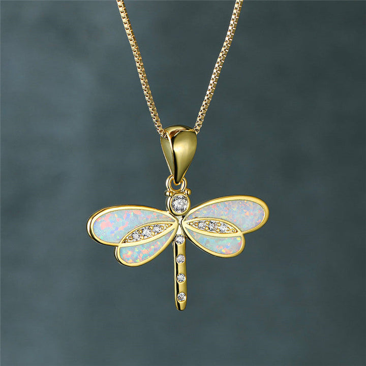Collana Libellula in Oro con Opale