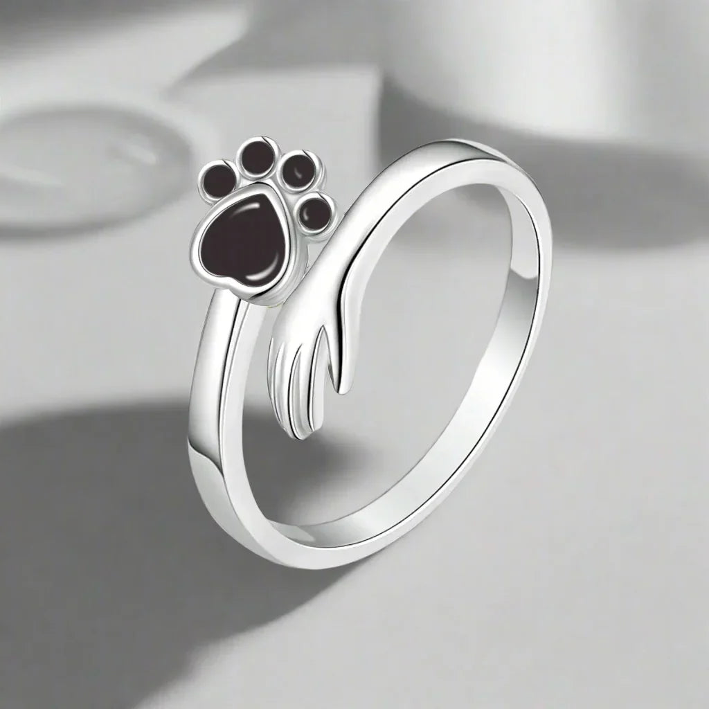 Anello regolabile con zampa in argento sterling 925 – Design mano-in-zampa