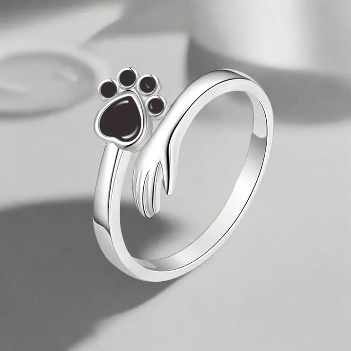 Anello regolabile con zampa in argento sterling 925 – Design mano-in-zampa