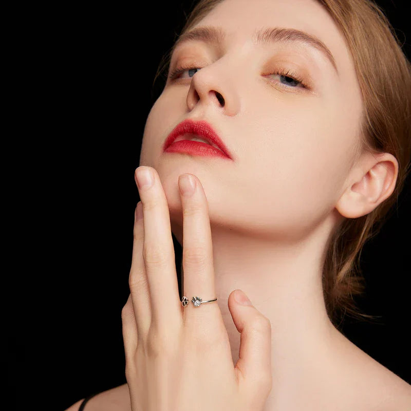 Anello con zampa in argento sterling 925 – Anello regolabile con zirconia ed smalto