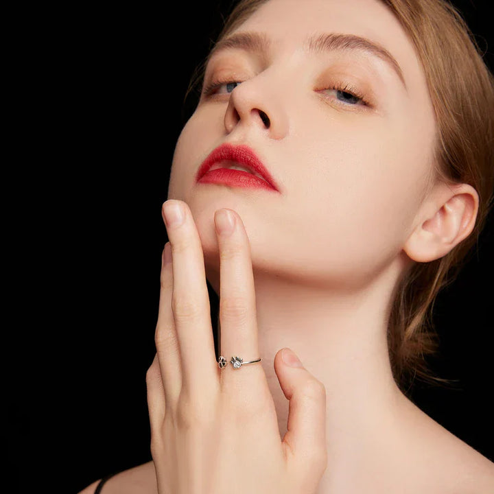 Anello con zampa in argento sterling 925 – Anello regolabile con zirconia ed smalto