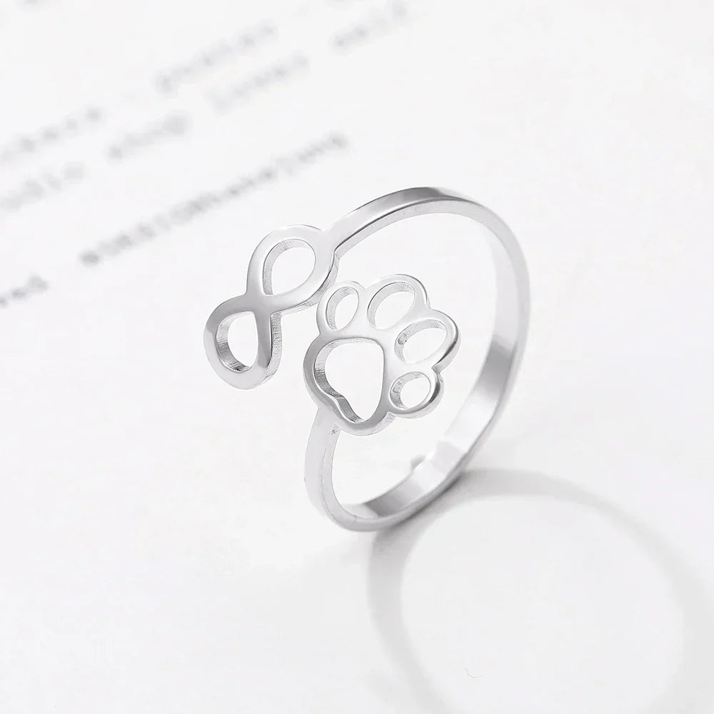 Anello Infinity con Zamac Inoxidable Regolabile con Zampa – Anello Simbolico per Donna