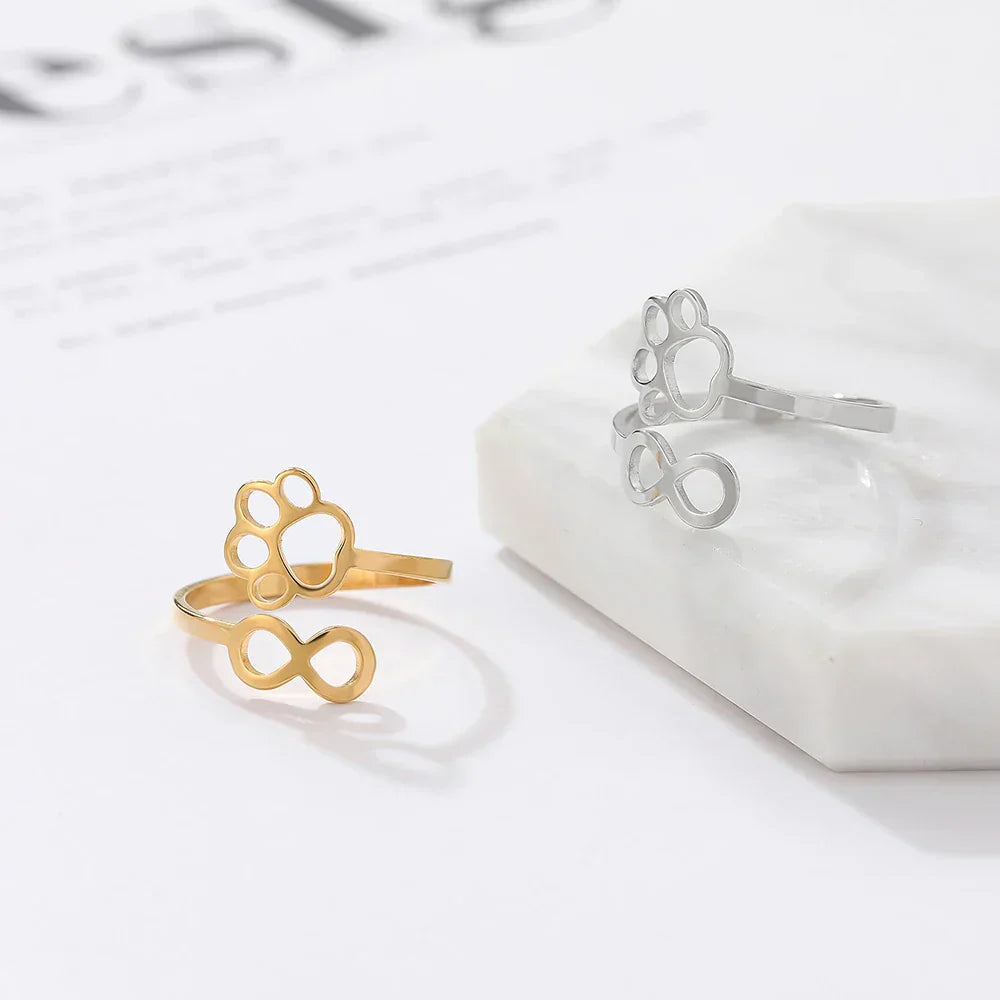 Anello Infinity con Zamac Inoxidable Regolabile con Zampa – Anello Simbolico per Donna
