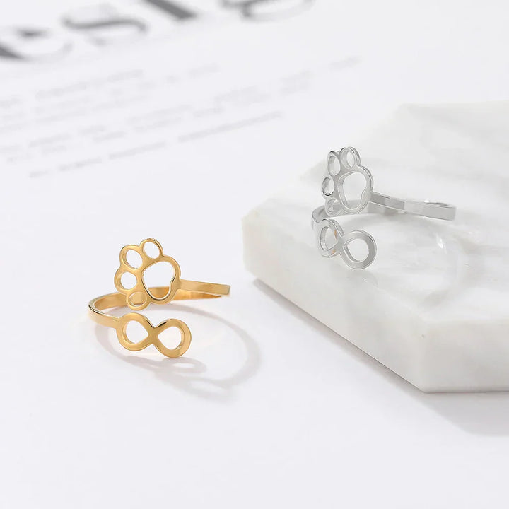 Anello Infinity con Zamac Inoxidable Regolabile con Zampa – Anello Simbolico per Donna