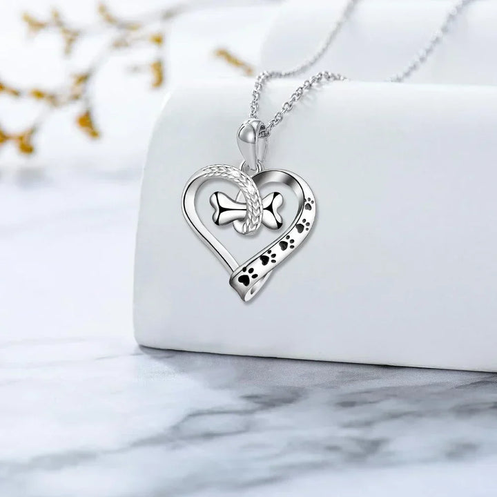 Set di gioielli con zampa di cane, cuore e osso – Set da 2 pezzi