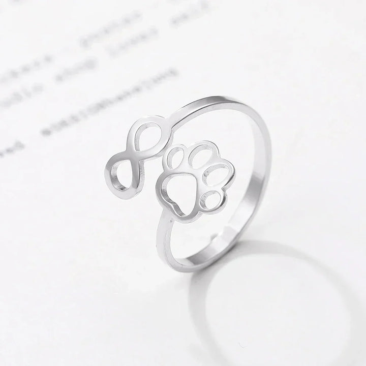 Anello Infinity con Zamac Inoxidable Regolabile con Zampa – Anello Simbolico per Donna
