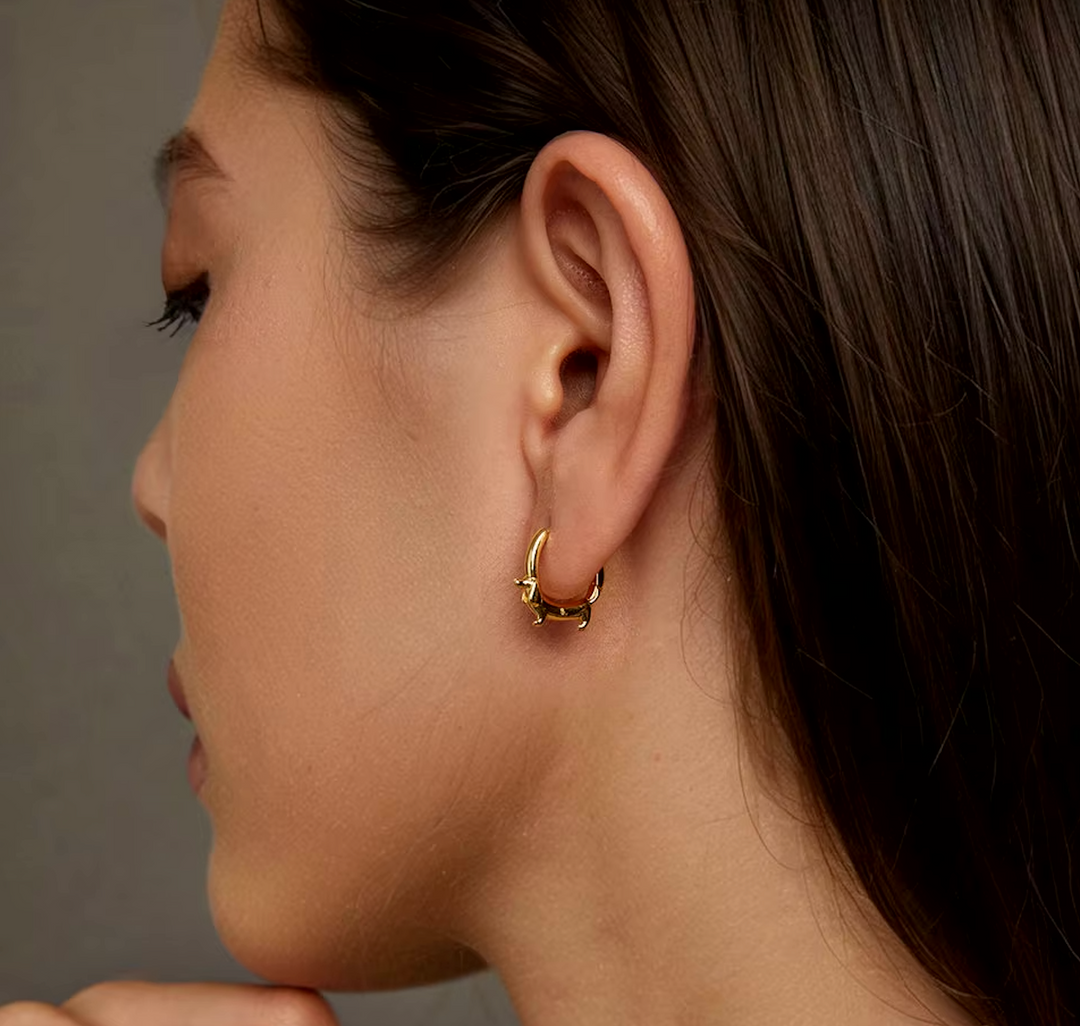 Orecchini a cerchio con bassotto in argento 925