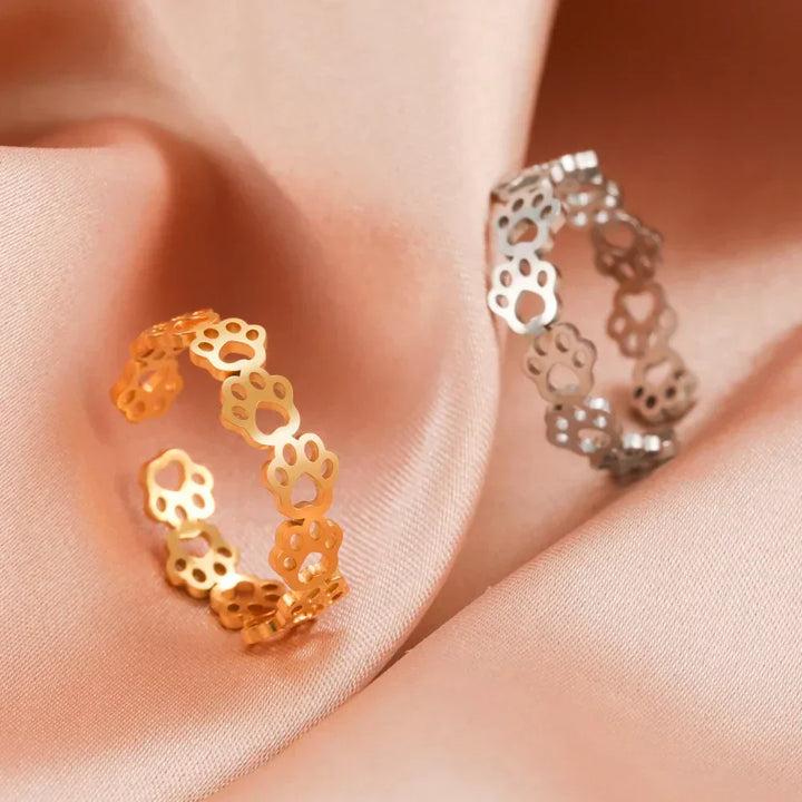 Anello con Zampa in Acciaio Inox – Anello Regolabile con Motivo Animale per Donna