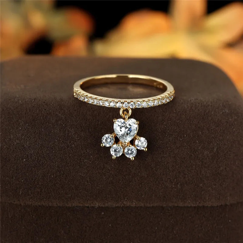 Anello Paw & Heart – Aspetto Oro e Argento