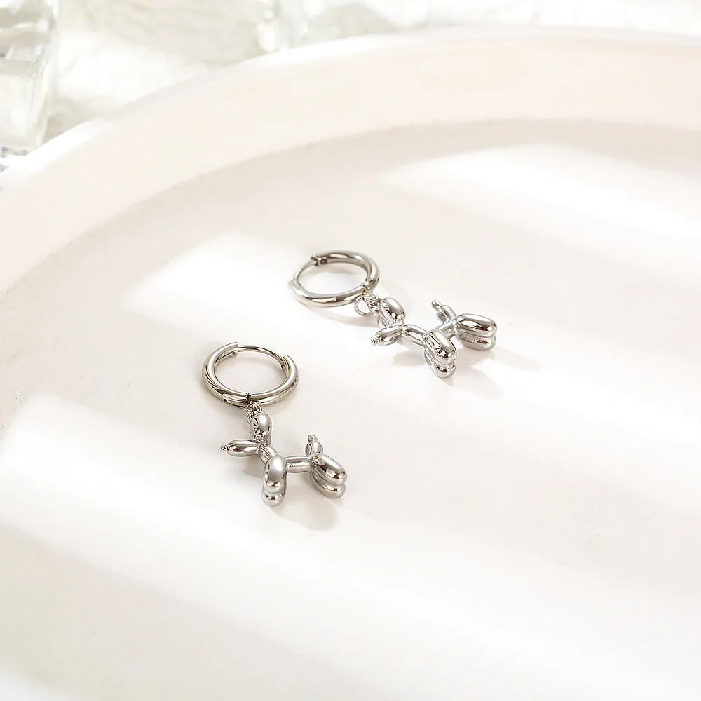 Orecchini a forma di cucciolo di palloncino mini – Anelli dorati con ciondolo allegro a forma di cane