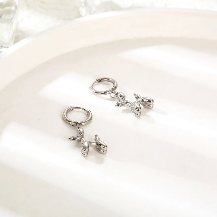 Orecchini a forma di cucciolo di palloncino mini – Anelli dorati con ciondolo allegro a forma di cane