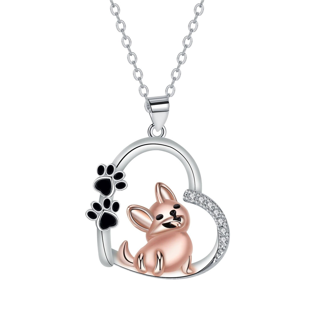 Collana con Cuore e Cane in Oro Rosa