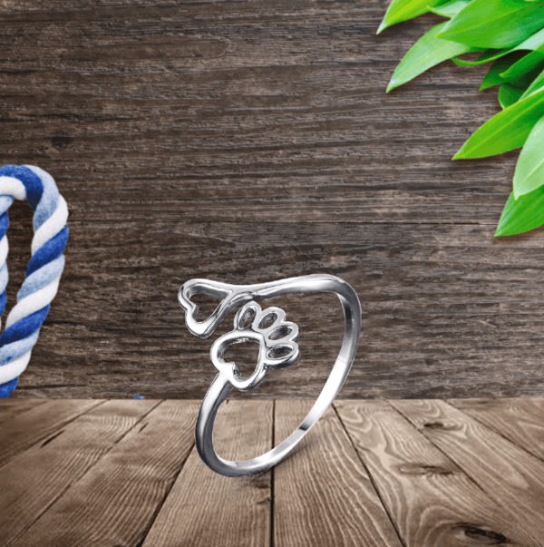 Anello a cuore con zampa regolabile in acciaio inossidabile