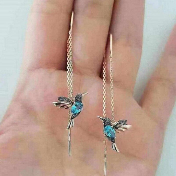 Orecchini con colibrì in smalto e zirconia