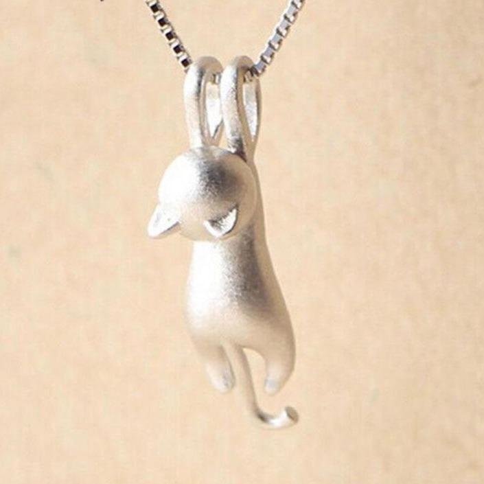 Collana con Gatto Giocherellone in Argento Sterling 925